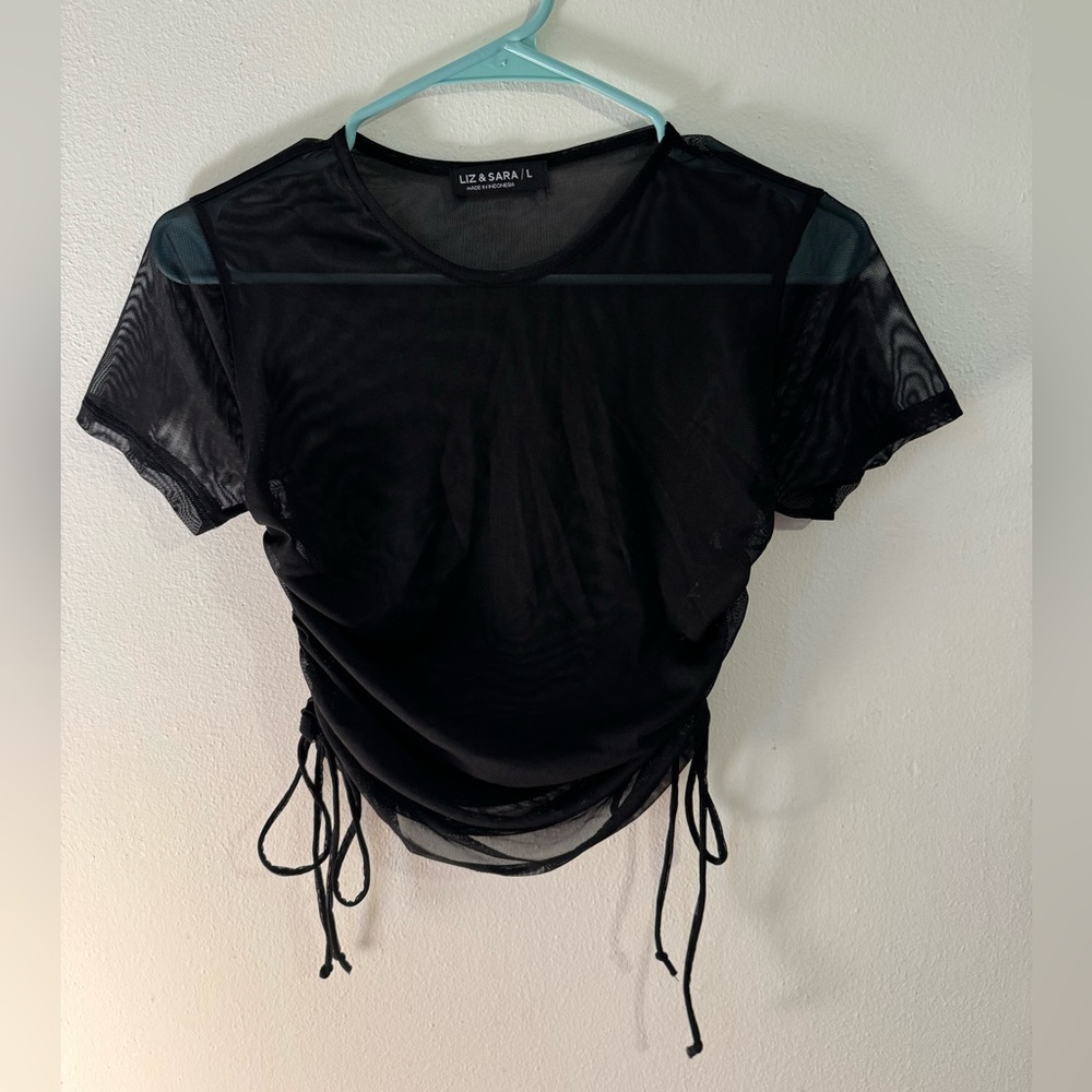 Black mesh top
